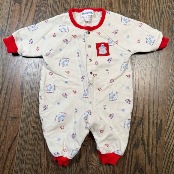 Vintage Buster Brown skiing bear onesie size 3-6M made in the USA - Picture 1 of 5